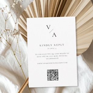 Minimalist Monogram QR Code Wedding RSVP Card