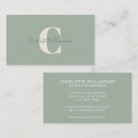 Minimalist Monogram Sage Green Elegant Script