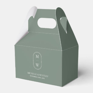 Minimalist Monogram Sage Green Wedding Favor Box