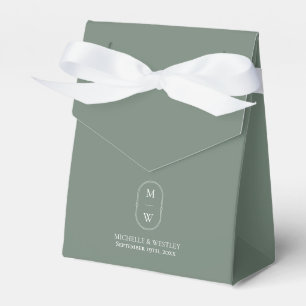Minimalist Monogram Sage Green Wedding Favor Box