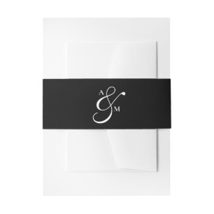 Minimalist Monogram Script Ampersand Invitation Belly Band