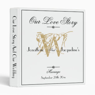 Minimalist Monogram Script Name Chic White Wedding Binder