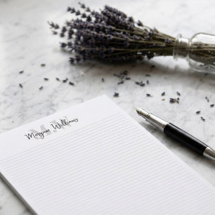 Minimalist Monogram Script Name Stationery Paper