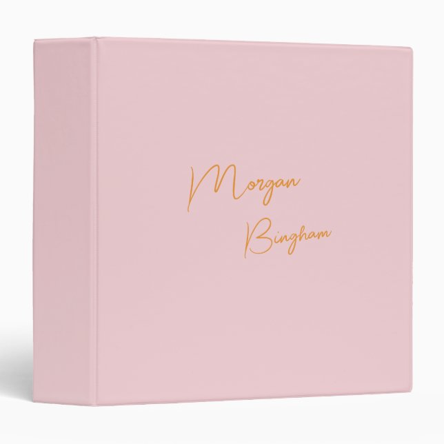 Minimalist monogram script pink binder (Front/Spine)