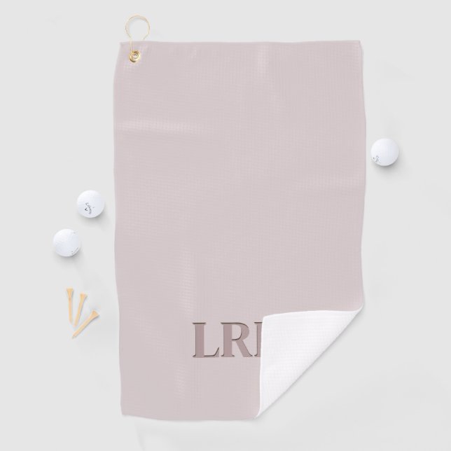 Minimalist Monogram Shadow Font Boho Taupe Golf Towel (InSitu)