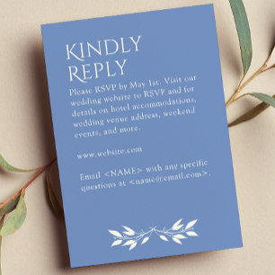 Minimalist Monogram Striped Cornflower Blue RSVP Card