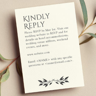 Minimalist Monogram Striped Soft White RSVP Card