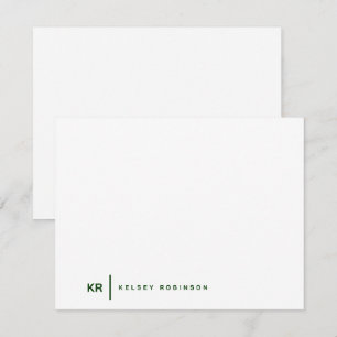 Minimalist Monogram Typography Green Flat Card