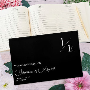 Minimalist Monogram Wedding   Black Guest Book