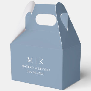 Minimalist Monogram Wedding Dusty Blue Gable Favor Box