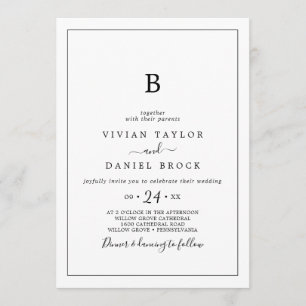 Minimalist Monogram Wedding Invitation