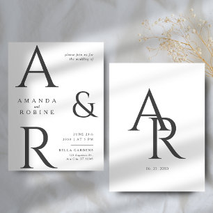 Minimalist Monogram Wedding Invitation