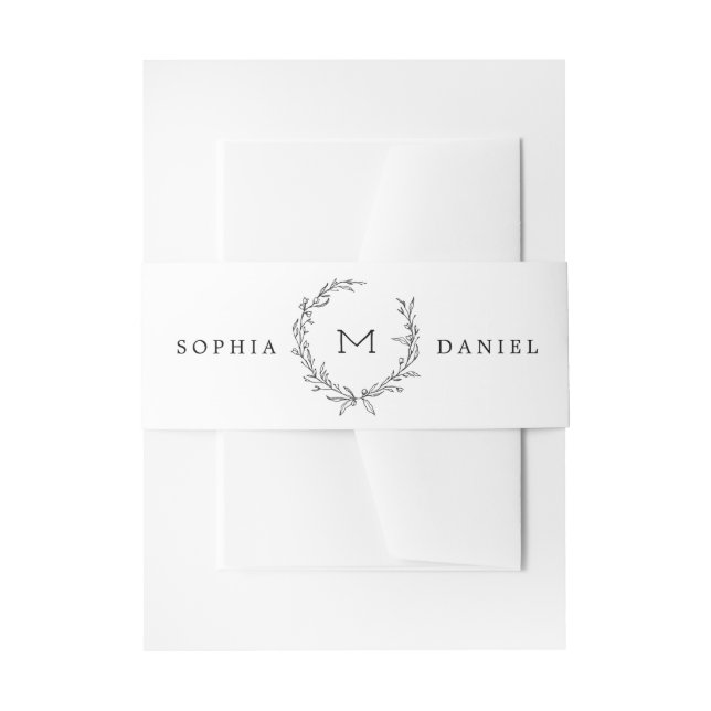 Minimalist Monogram Wedding Invitation Belly Bands Band (Front Example)