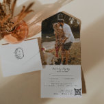 Minimalist Monogram Wedding Photo QR Code All In One Invitation<br><div class="desc">This minimal photo wedding invitation features your own logo paired with fresh modern typefaces. Background colour can be personalized as well. These professionally designed cards are quickly customizable. This "roomy" invitation is a great way to give your guests additional information on the wedding. These cards can list the festivities surrounding...</div>