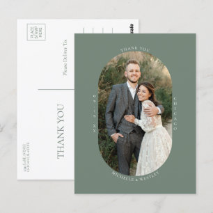 Minimalist Monogram Wedding Photo Thank You Postcard