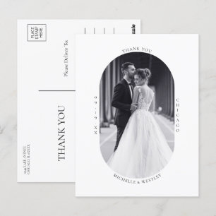 Minimalist Monogram Wedding Photo Thank You Postcard