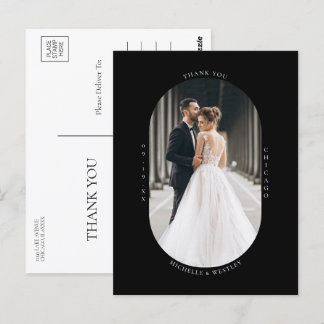 Minimalist Monogram Wedding Photo Thank You Postcard