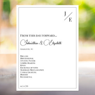 Minimalist Monogram Wedding Program