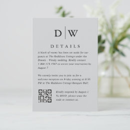 Minimalist Monogram Wedding QR Code Enclosure Card