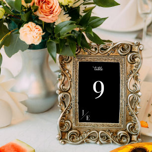 Minimalist Monogram Wedding Reception Black Table Number