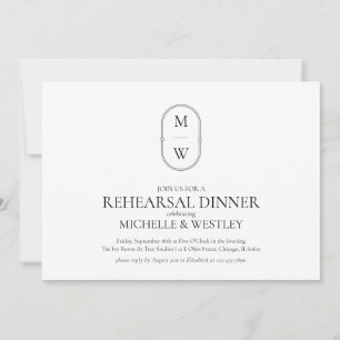 Minimalist Monogram Wedding Rehearsal Dinner Invitation