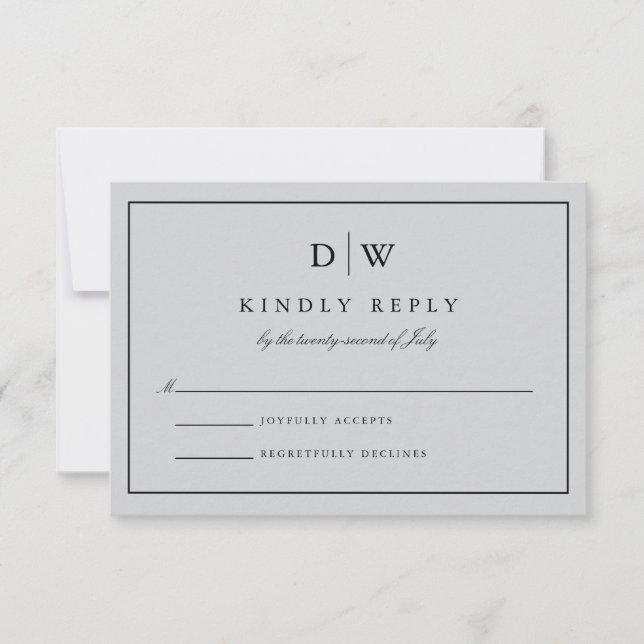 Minimalist Monogram Wedding RSVP Card (Front)