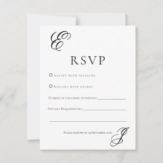 Minimalist Monogram Wedding RSVP Card 