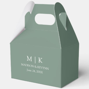Minimalist Monogram Wedding Sage Green Gable Favor Box