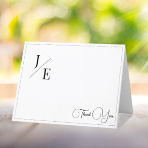 Minimalist Monogram Wedding Thank You   White Card