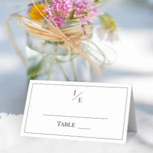 Minimalist Monogram Wedding   White Place Card