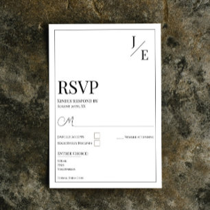 Minimalist Monogram Wedding White RSVP Card