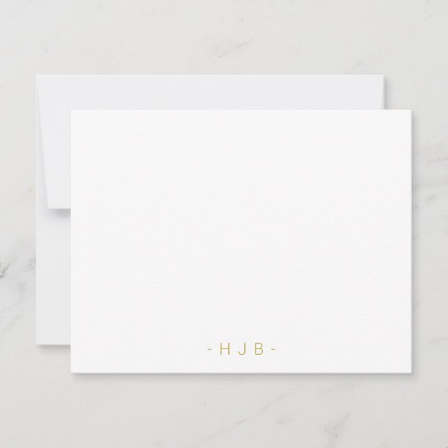 Minimalist Monogram White Flat Note Card (Front)