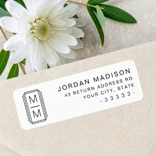 Minimalist monogram white return address