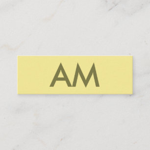 Minimalist Monogram Yellow Mini Business Card