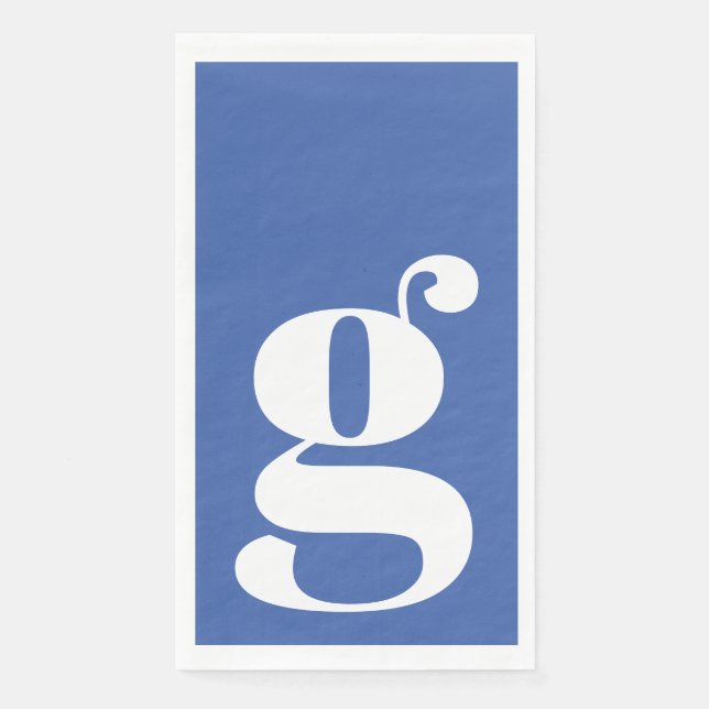 Minimalist Monogrammed Initial Bold French Blue Napkin (Front)