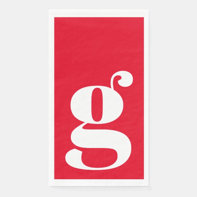 Minimalist Monogrammed Initial Bold Red Napkin (Front)