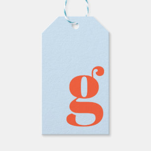 Minimalist Monogrammed Initial Retro Blue Orange Gift Tags
