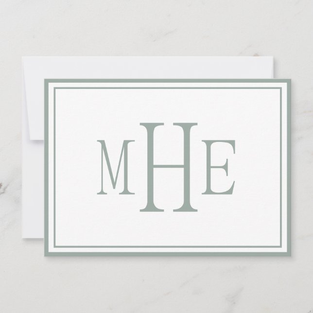 Minimalist Monogrammed Sage Green Card (Front)