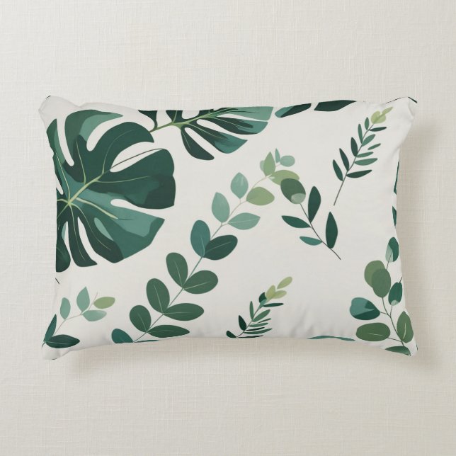 Minimalist Monstera and Greenery Pattern - Modern  Accent Pillow (Front)