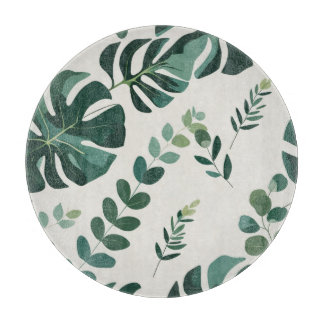 Minimalist Monstera and Greenery Pattern - Modern  Cutting Board