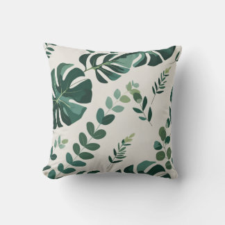 Minimalist Monstera and Greenery Pattern - Modern  Throw Pillow