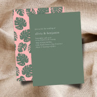 Minimalist Monstera Botanical Pink Green Wedding