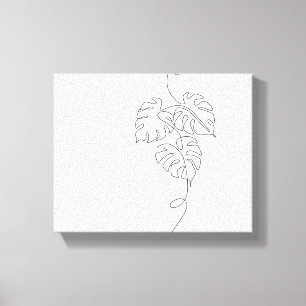 Minimalist Monstera Line Art Canvas Print