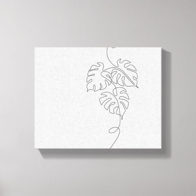 Minimalist Monstera Line Art Canvas Print (Front)