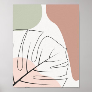 Minimalist monstera line art poster