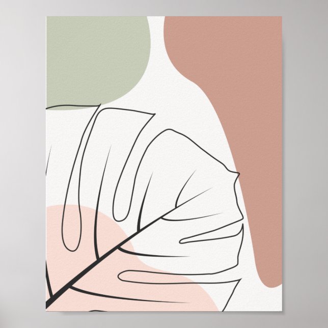 Minimalist monstera line art poster (Front)