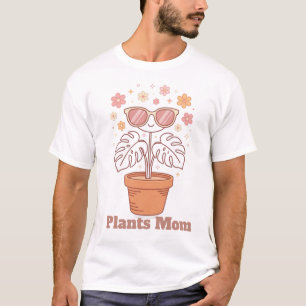 Minimalist Monstera Plant Mom Retro Line Art Desig T-Shirt