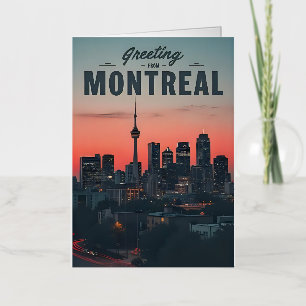 Minimalist Montreal Canada Skyline Foil Greeting Card