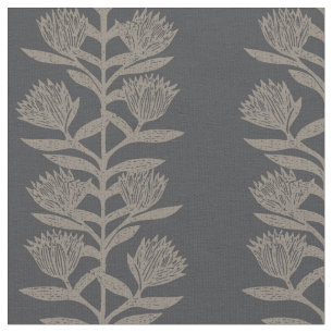 Minimalist moody botanical Floral charcoal black Fabric