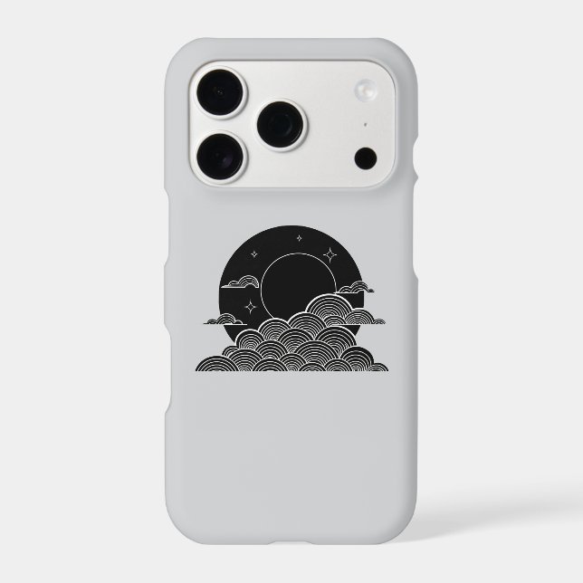 Minimalist Moon Clouds iPhone 17 Pro Case (Back)